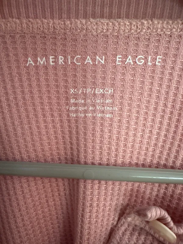 American Eagle Long Sleeve Waffle Knit Top - Image 3