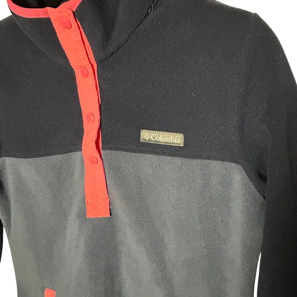 Columbia Navy Grey Pink Trim Benton Springs Fleece Snap Pullover Gorpcore Hike - Image 3