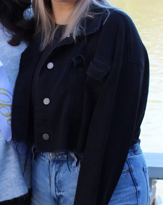 Black Label Crop Denim Jacket - Image 3