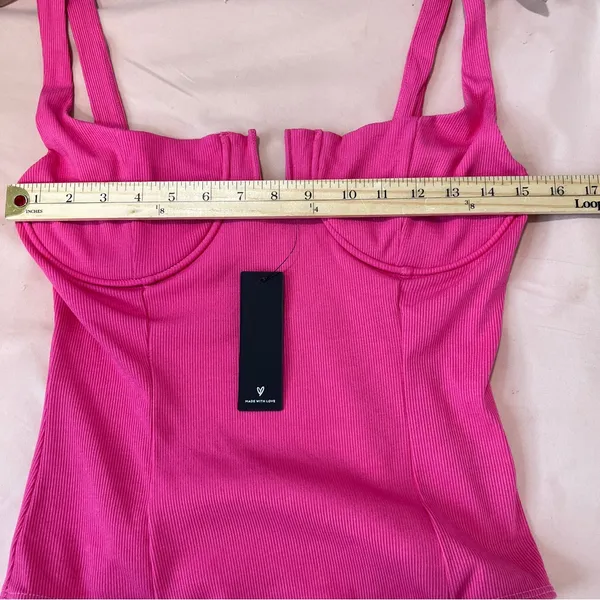 Lulu's Vibrant Pink Stretch Ribbed Sleeveless Wired Bra‎ Thong Bodysuit NWT XL - Image 12