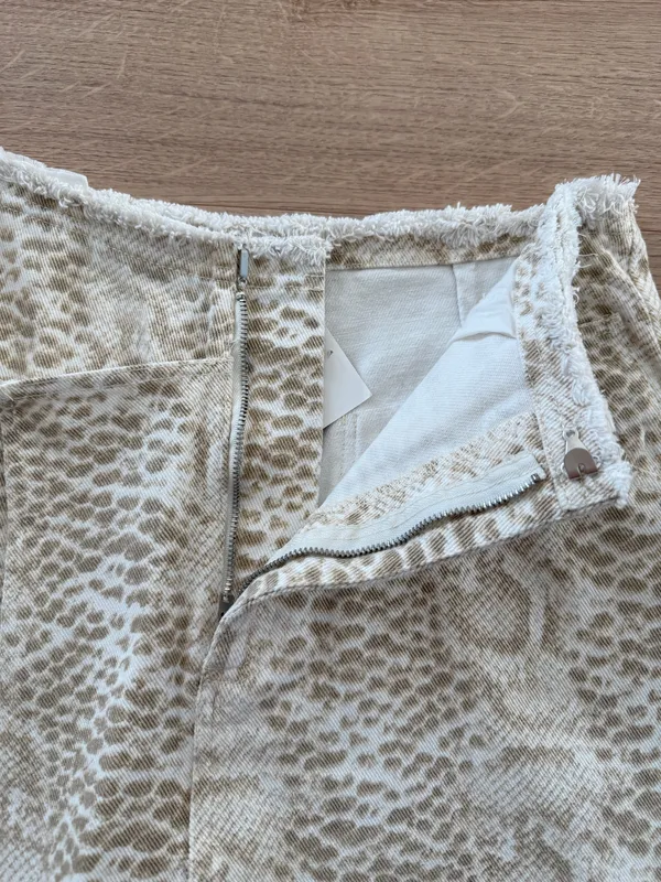 Le Lis Frayed Snake Print Denim Wrap Skort - Image 5
