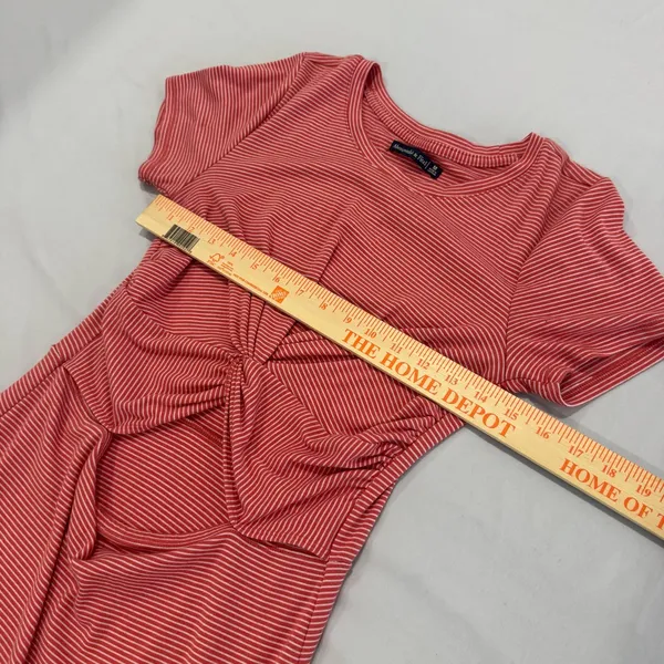 Abercrombie‎ & Fitch Red Striped Knot Front Cutout Mini Dress Womens Medium - Image 6