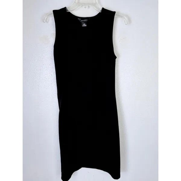 Club Monaco Sheath Dress Black Sleeveless Ruched Side Viscose Blend Size M - Image 4