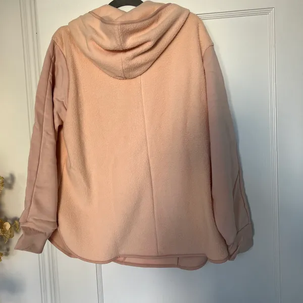 Essentials Golden Logo Sherpa Fleece Hoodie Blush Gold NWT - Image 7