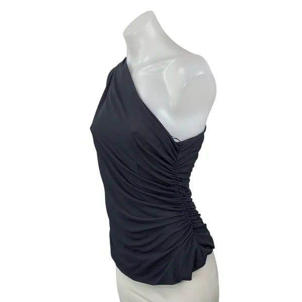 NEW Zara Women's Gray Ruched One Shoulder Sleeveless Asymmetrical Tank Top Sz L - Image 2