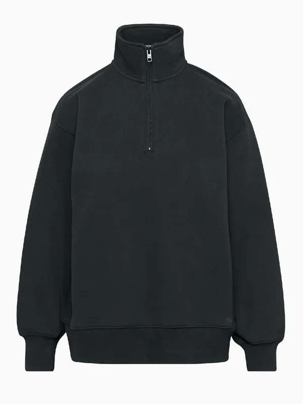Aritzia TNA Black Half-Zip Fleece boyfriend Sweater XS - Image 2