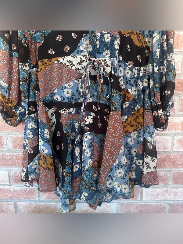 Olivaceous Dress Patchwork NEW Women’s Medium Prairie Belted Cottagecore - Image 4