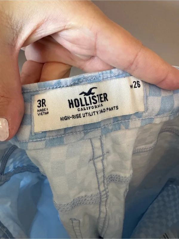 Hollister Women's Blue Checkered High Rise Utility Dad Pants Size 26/3 Regular - Image 2