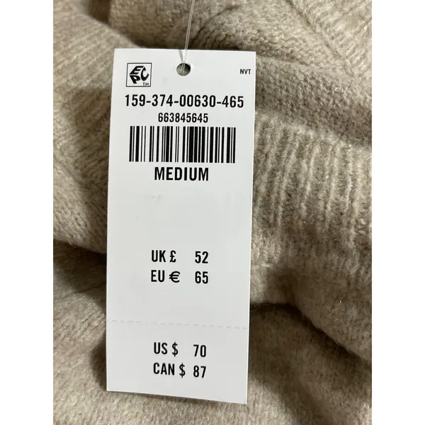 NEW Abercrombie & Fitch Beige Wool Knit Short Sleeve Mini Sweater Dress Size M - Image 5