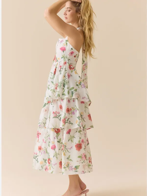 Altar'd State White Julie Dress with Pink & Green Floral Trim Size M wedding - Image 2