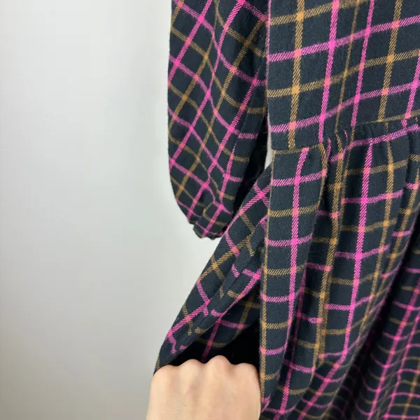 Madewell Plaid Flannel Shirt Dress Raglan Button Front Casual Oversized US 0 NWT - Image 10