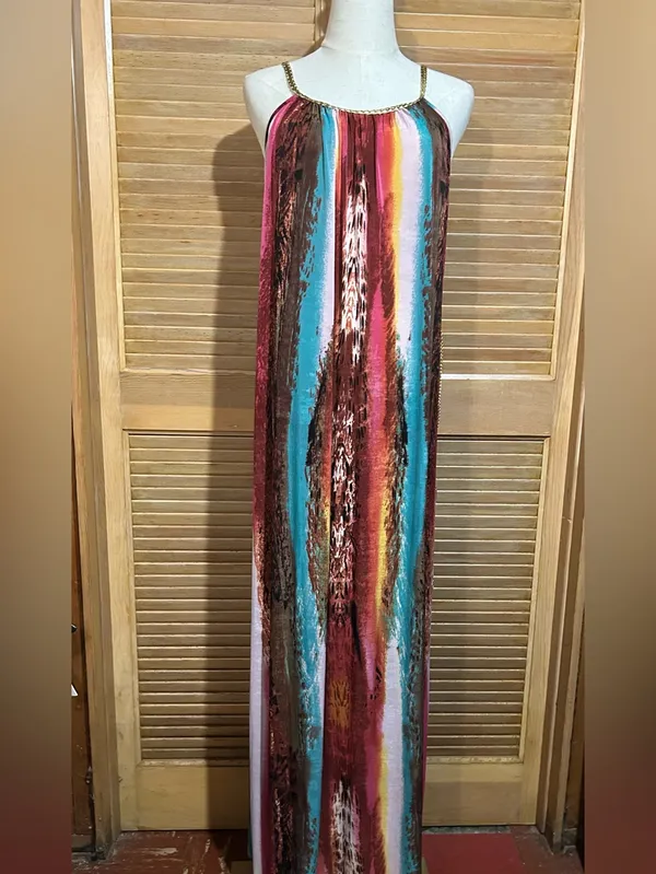 ACE Fashion Women's XL Multicolor Abstract Print Maxi Dress Sleeveless Size XL - Image 3