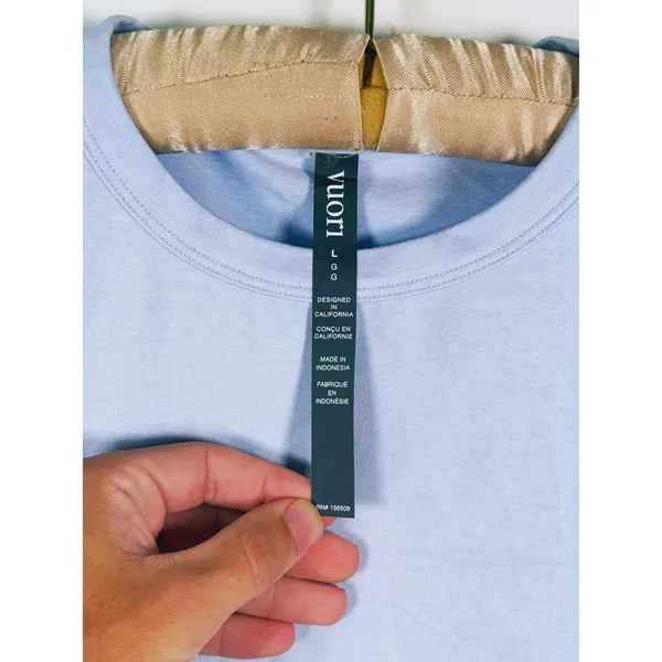 NWT Vuori Halo Baby Tee Womens Large Soft Sky Heather Blue Athletic Gym Lounge - Image 4