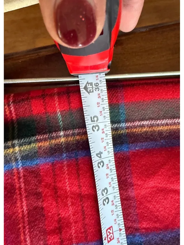 V. Fraas Cashmink Red Tartan Plaid Scarf with Fringe - Image 7