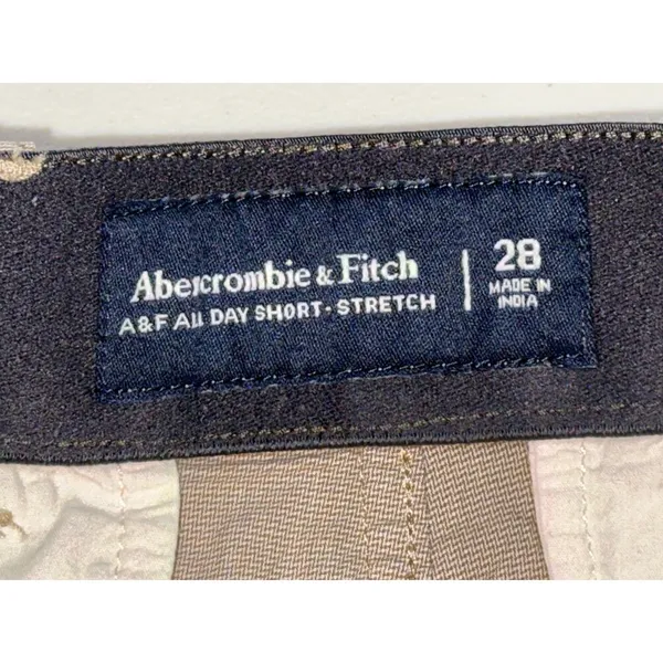 Abercrombie & Fitch A&F All Day Short Stretch Tan Beige Khaki Cargo Shorts Sz 28 - Image 3