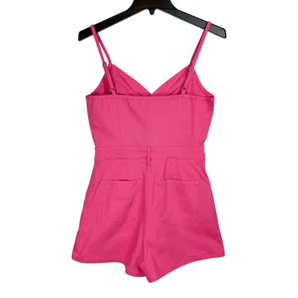 NWT Day + Moon Pink Denim Romper Button Front One Piece Size M - Image 4