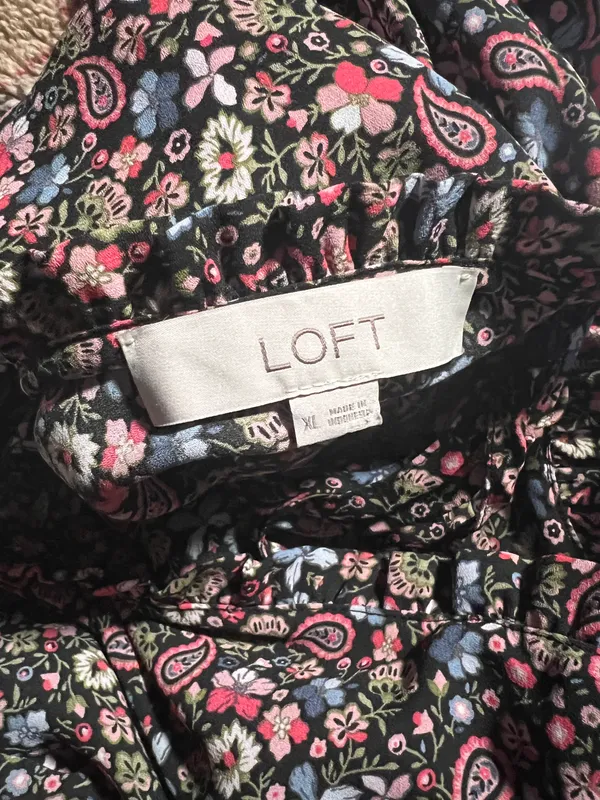 Loft Tie-Back Petite Floral Print Blouse - Image 3