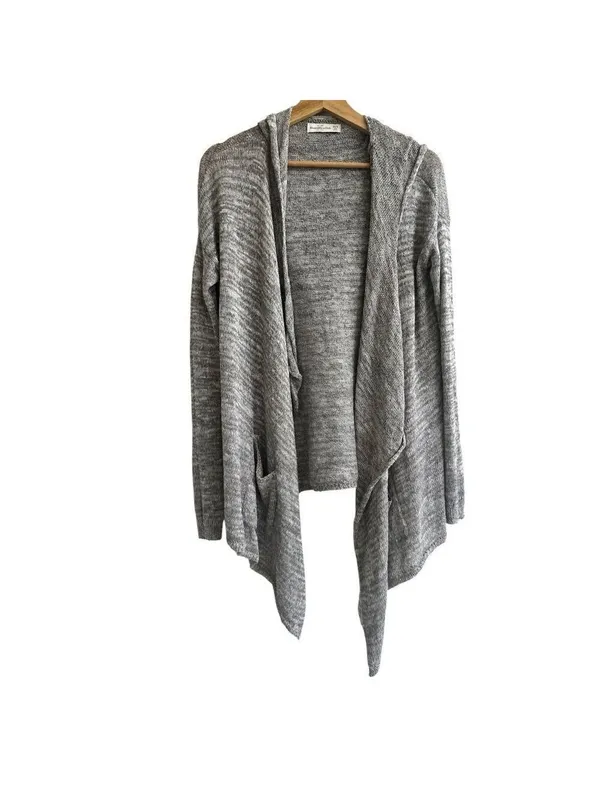 Abercrombie & Fitch Gray Open Front Hooded Cardigan Pockets XS/S - Image 2