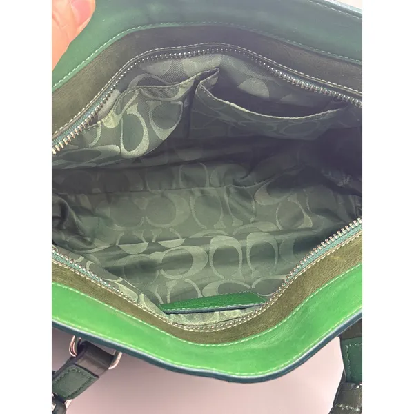 Vintage‎ Coach 7465 Hamilton Kelly Green Leather Satchel Handbag - Image 7