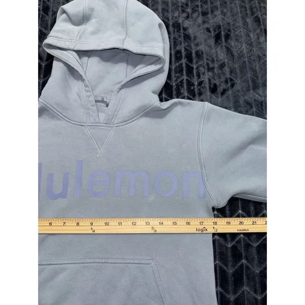 LULULEMON Women's Hoodie Blue Sweatshirt Graphic Spellout All Yours Size 6 - Image 8