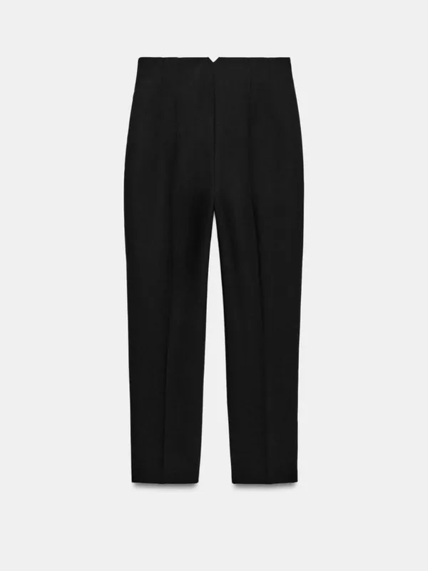 ZARA Black High Waist Front Seam Straight Leg Tailored Trousers Pants Size S - Image 14
