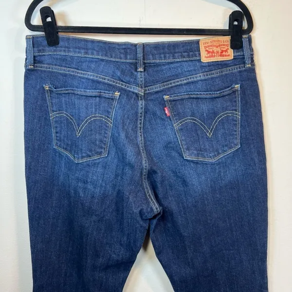 Levi's 515 Bootcut Jeans Dark Blue Denim Wash Mid Rise Zip Stretch Classic Sz 14 - Image 9