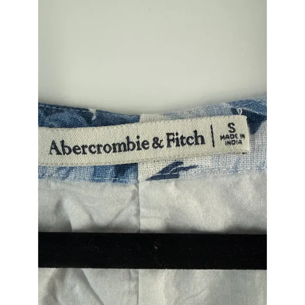Abercrombie & Fitch Blue Floral Linen Blend Square Neck Mini Dress Size S - Image 4