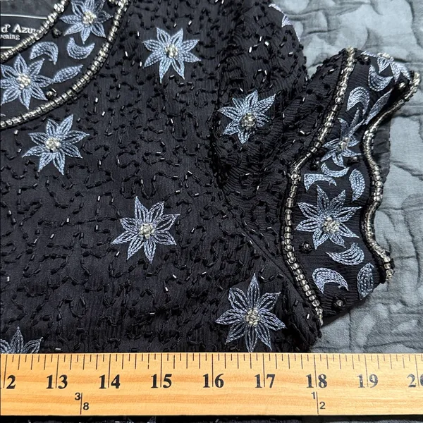 Cote d’ Azur medium vintage silk beaded sequin floral formal top evening wear - Image 4