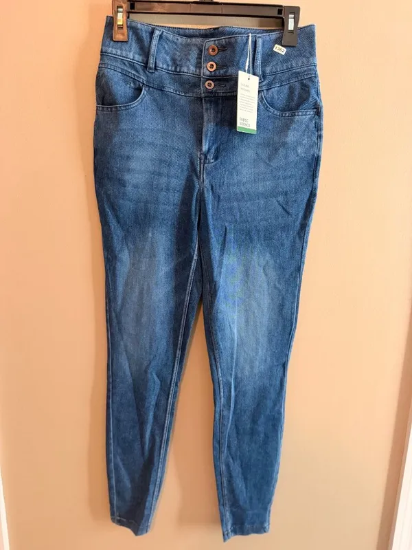 Halara S Womens High-Waist Stretch Skinny Jeans With Button Detail - Size S - Bl - Image 3