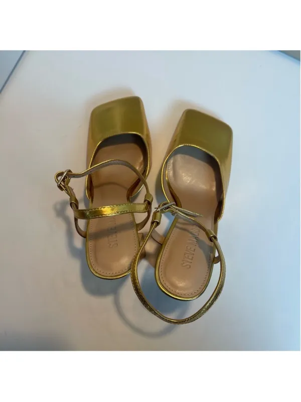 Steve Madden Women's Mosaic Gold Leather Sandals shoes Sz 6 Fairy - Image 10