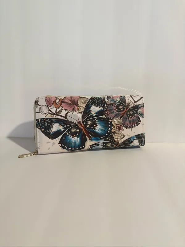 New Women Butterfly Floral Wallet Long Zip Around Purse Card Holder Organizer - Image 3