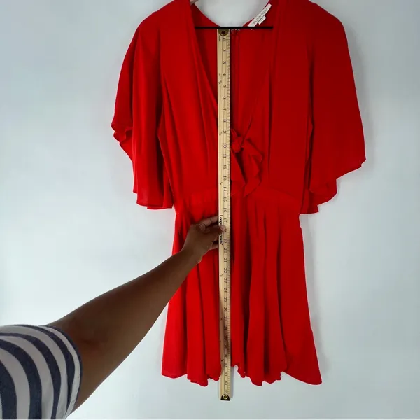 Yumi Kim Over The Edge Dress Vibrant Red Tie Front‎ Cutout Mini Size XS - Image 14