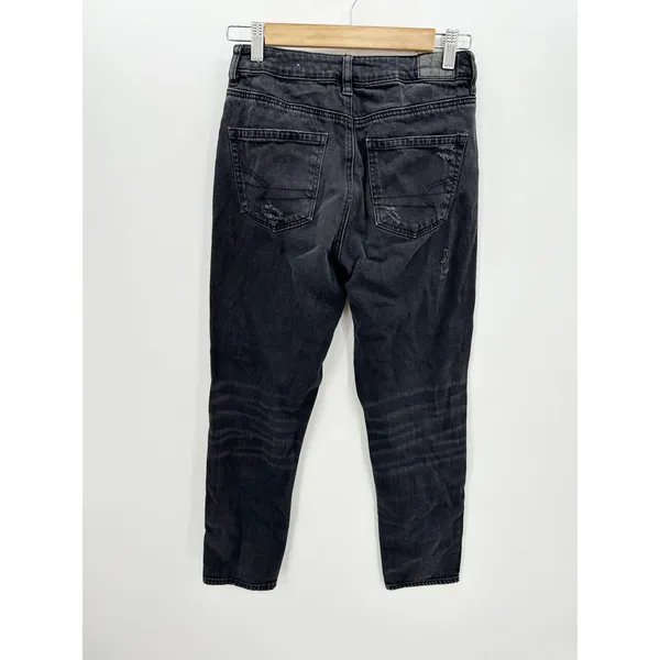 American Eagle Black Wash Mom Jean Comfort Stretch‎ Distressed Women Size 2 - Image 2