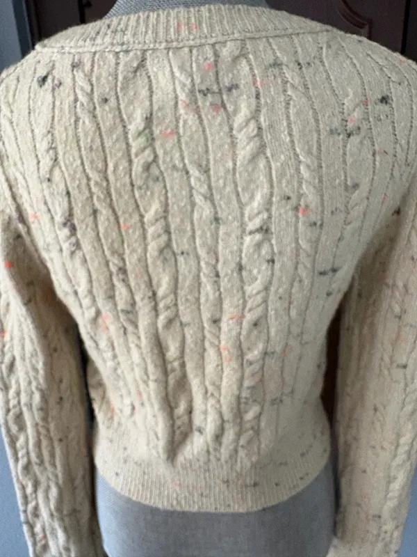 Anthropologie Pilcro micro cropped speckled cable knit cardigan sweater - Image 7