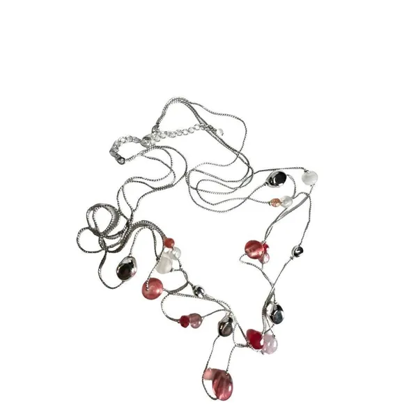 Marked NWT silver and pink beaded layered necklace - Image 8