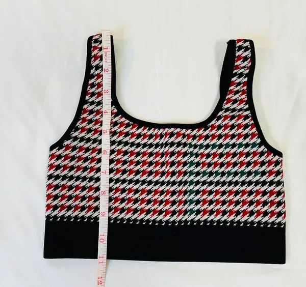 Fabletics Camryn Houndstooth Seamless Bra - Red/Green/Black - XS - Image 6