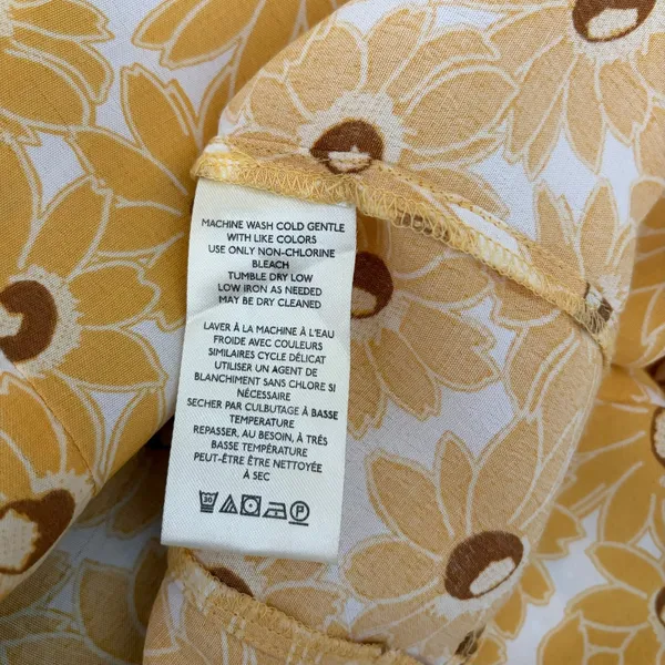 FREE PEOPLE Rosalee Midi Dress Yellow Combo Floral Cutout Back Boho X-Small - Image 13