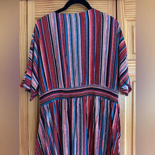 BloomChic Striped Contrast Dolman Sleeve Shirred Pocket Maxi Dress size 12 nwt - Image 11
