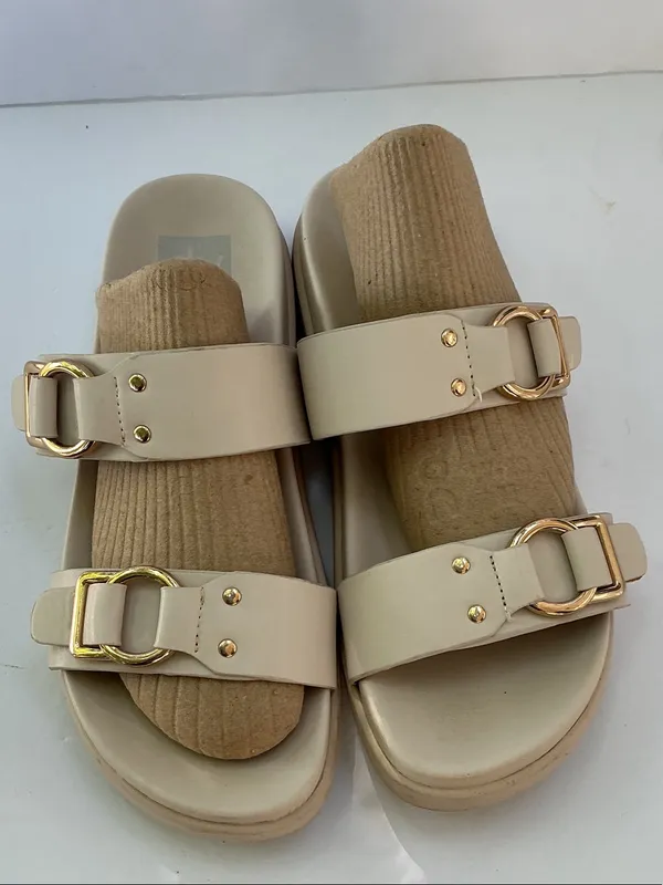 DV by Dolce Vita Neutral Beige Double Buckle Slide Sandals - Image 6