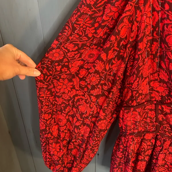 Knox Rose Crimson Floral Balloon Sleeve Blouse | XL - Image 3