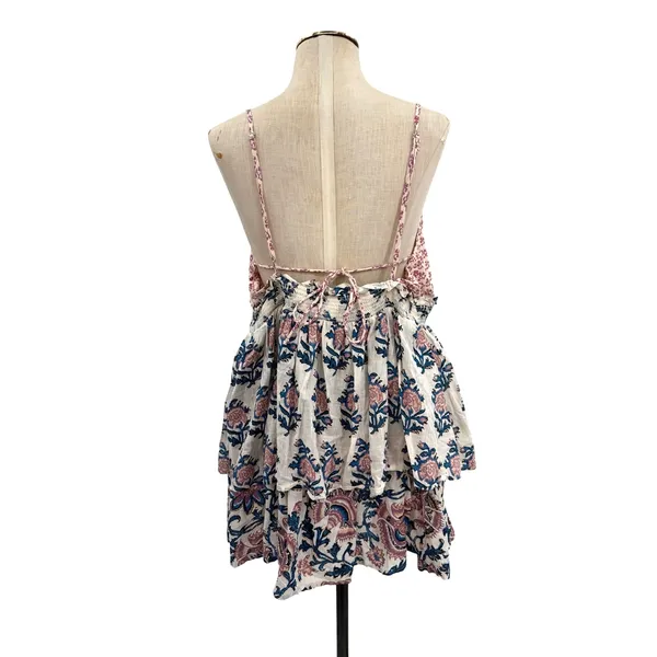 Anthropologie Celandine Straight Neck Tiered Floral Smocked Mini Dress XL - Image 9