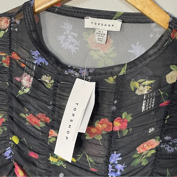 TopShop Floral long sleeve‎ mesh women’s size small, NWT - Image 4