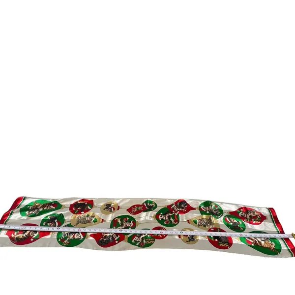 Cute VTG Christmas Cat Scarf Satin Feel Polyester Holiday Kittens Ornaments - Image 5