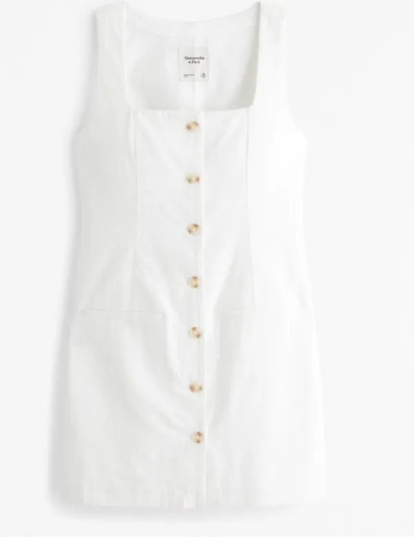 Abercrombie & Fitch White Button-Front Mini Dress - Image 4