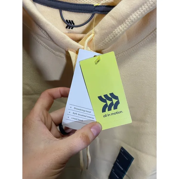 All In Motion Hoodie Women XXLYellow Long Sleeve Brushed Interior Activewear NEW - Image 3