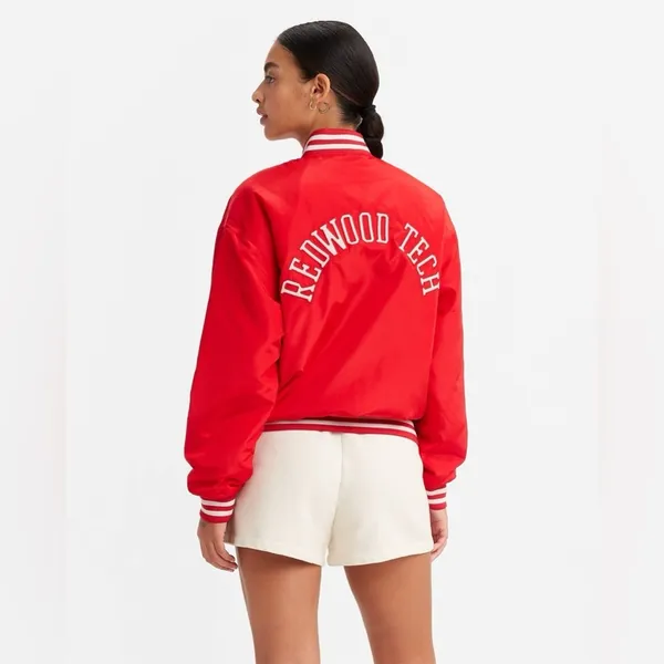 Levi’s Gold Tab Redwood Tech Baseball Jacket Women’s XL Oversized Red‎ Bomber - Image 2