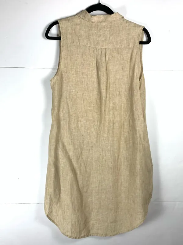 Onia Sleeveless Button-Front Swim Coverup in Beige - Image 3