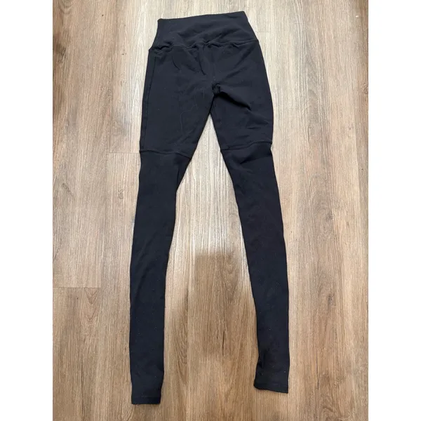 Alo Yoga Goddess High Waisted Ribbed Leggings Black Women XS W5424R‎ - Image 3