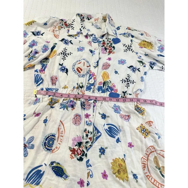 LABEL OF LOVE Women's Size L White Euro Summer Portofino Linen Playsuit Romper - Image 5