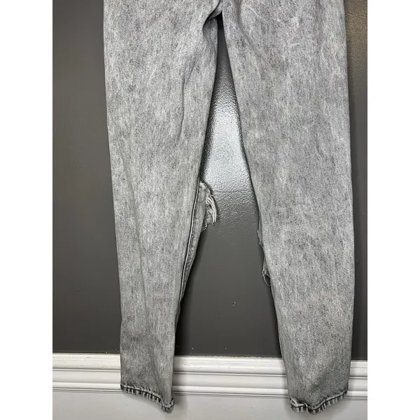 American Eagle Outfitters Mom Jeans Womens 00 Gray Acid Wash Distressed Denim - Image 6